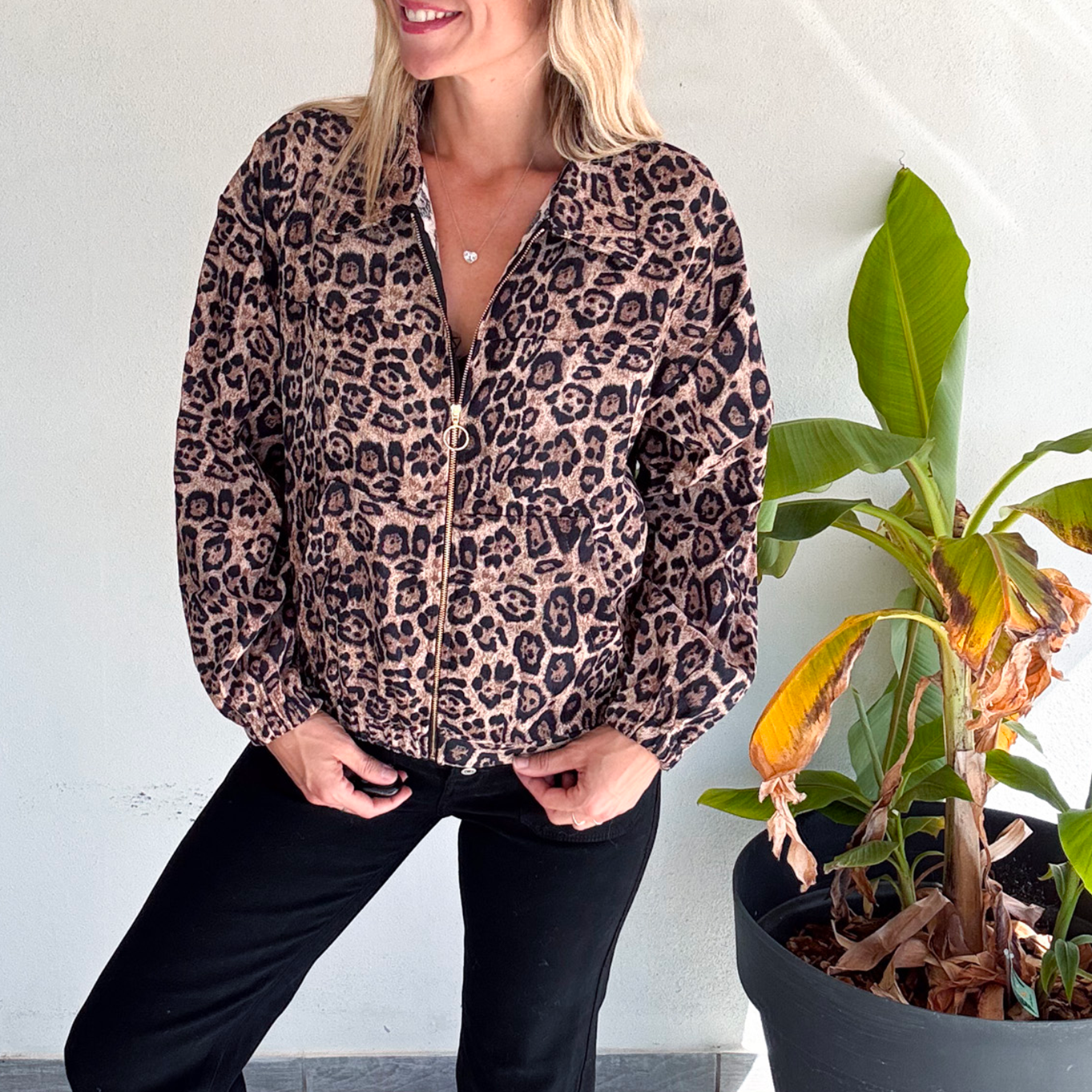 veste Bombers velours léopard