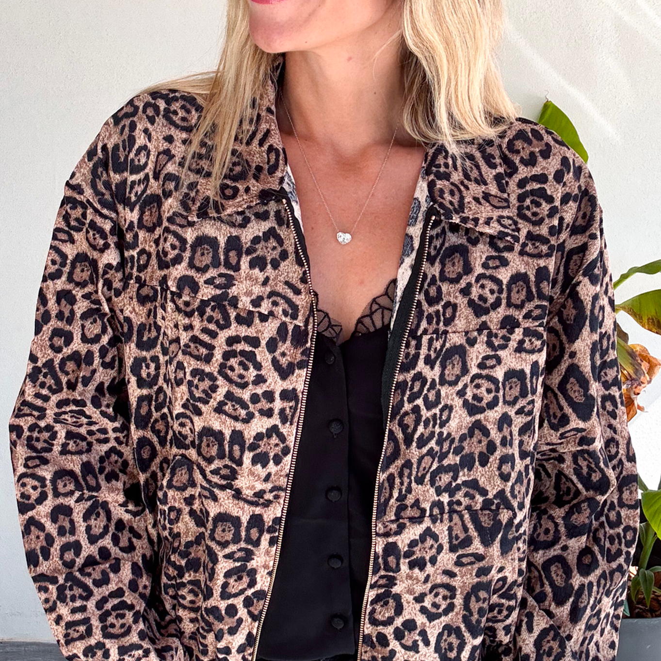 veste Bombers velours léopard