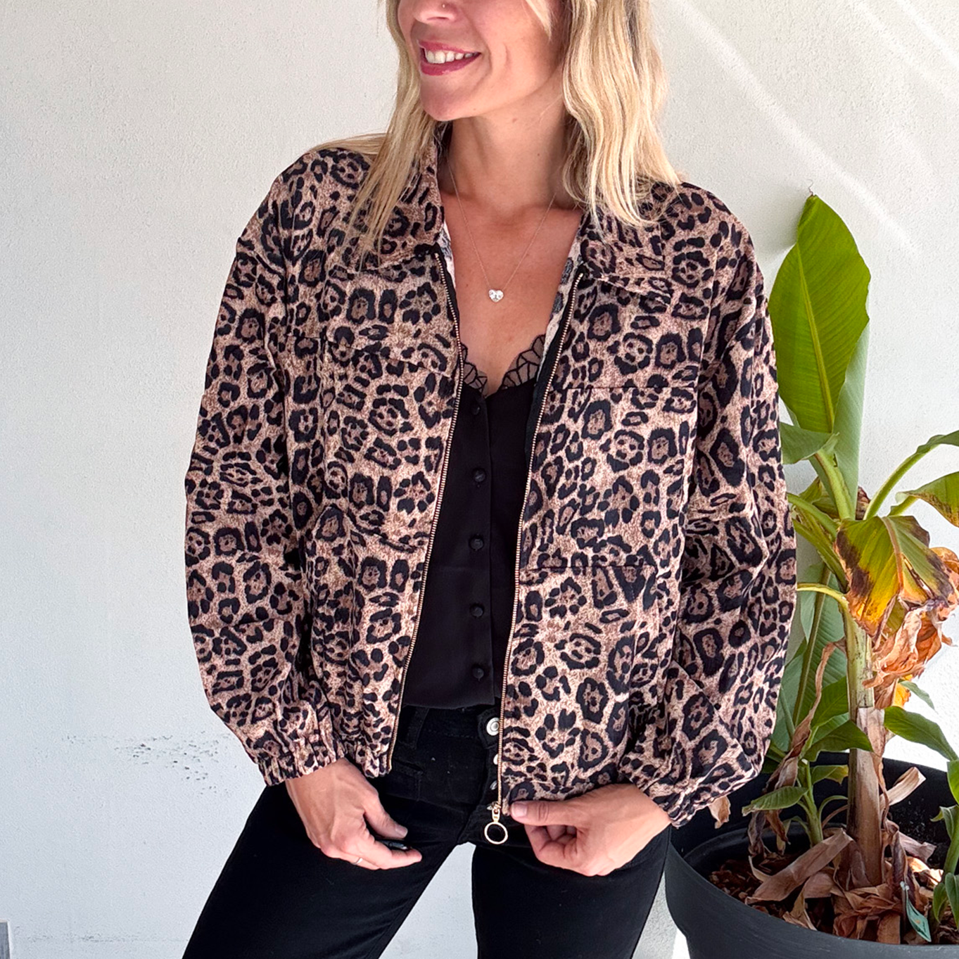 veste Bombers velours léopard