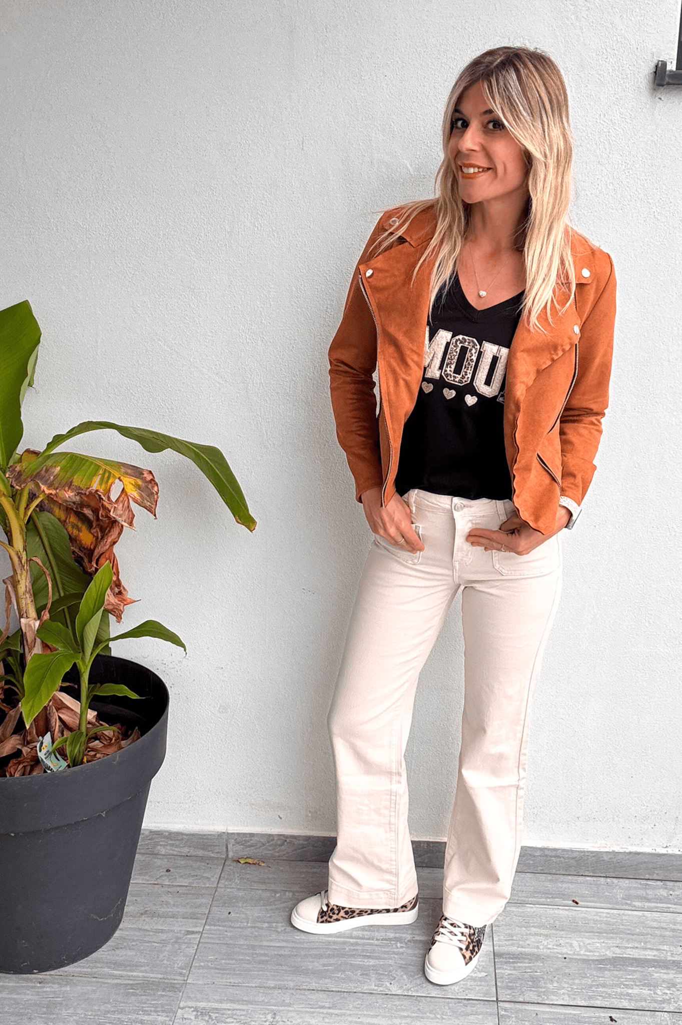 Pantalon Wide Leg beige clair