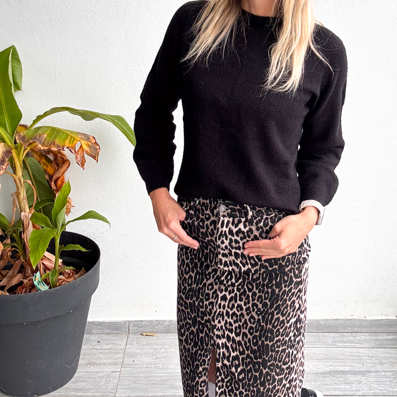 Jupe longue fendu léopard