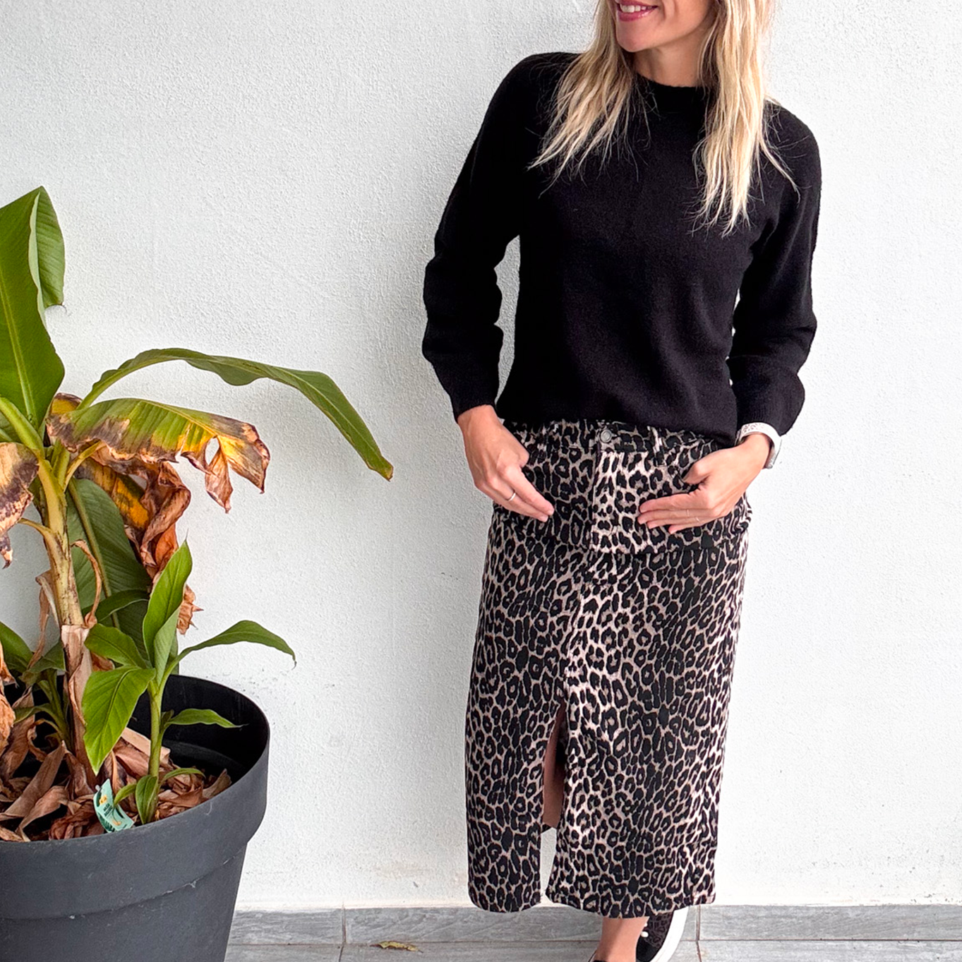 Jupe longue fendu léopard la boutique de lydie