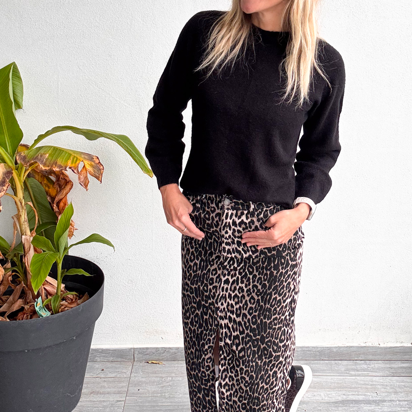 Jupe longue fendu léopard