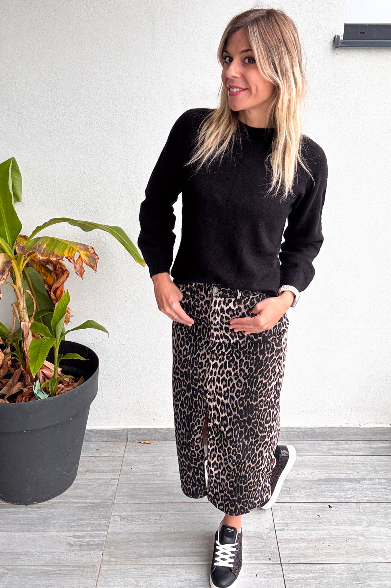 Jupe longue fendu léopard