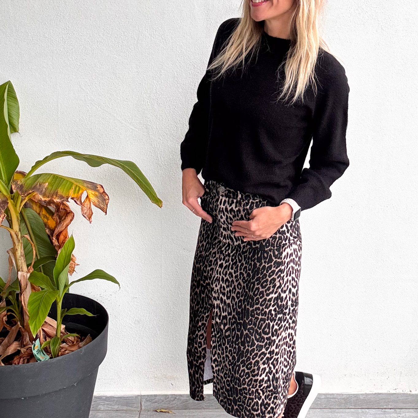 Jupe longue fendu léopard