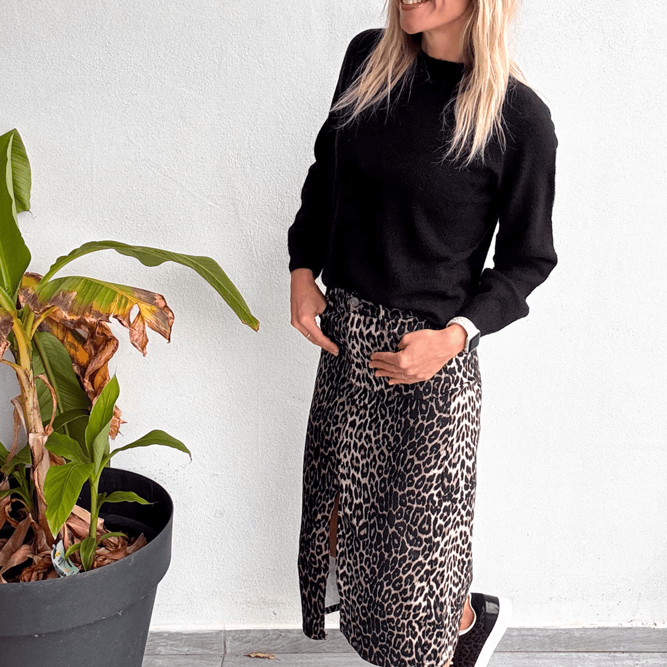 Jupe longue fendu léopard