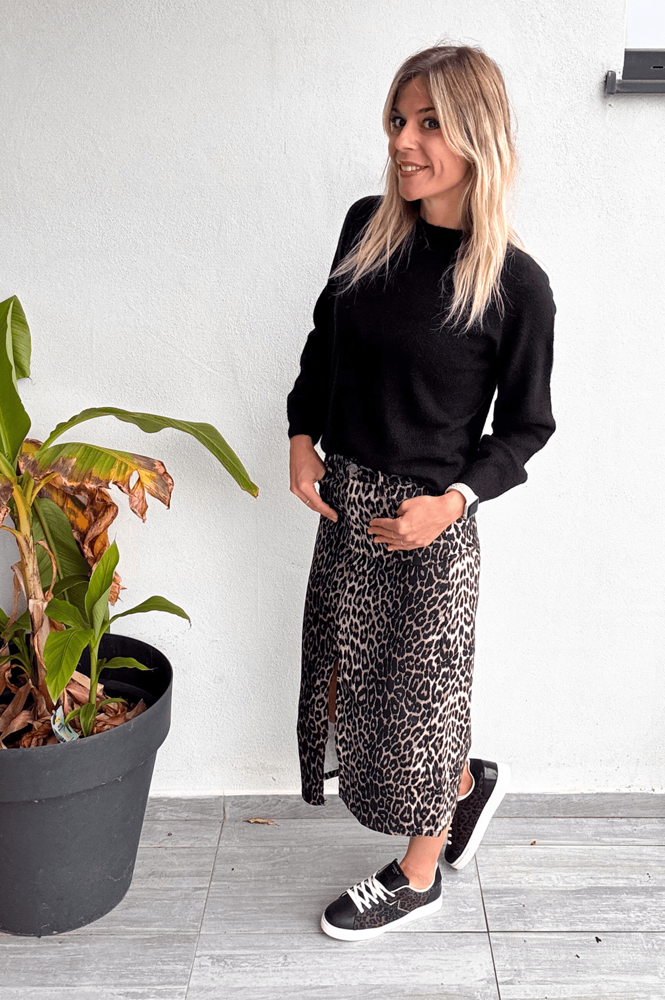 Jupe longue fendu léopard