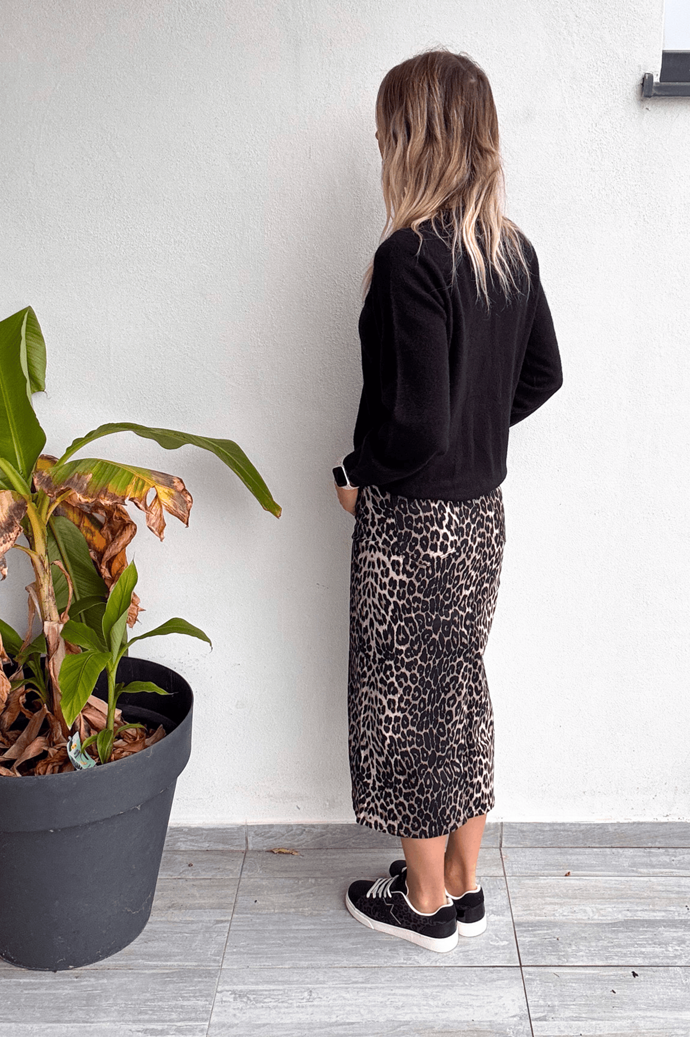 Jupe longue fendu léopard