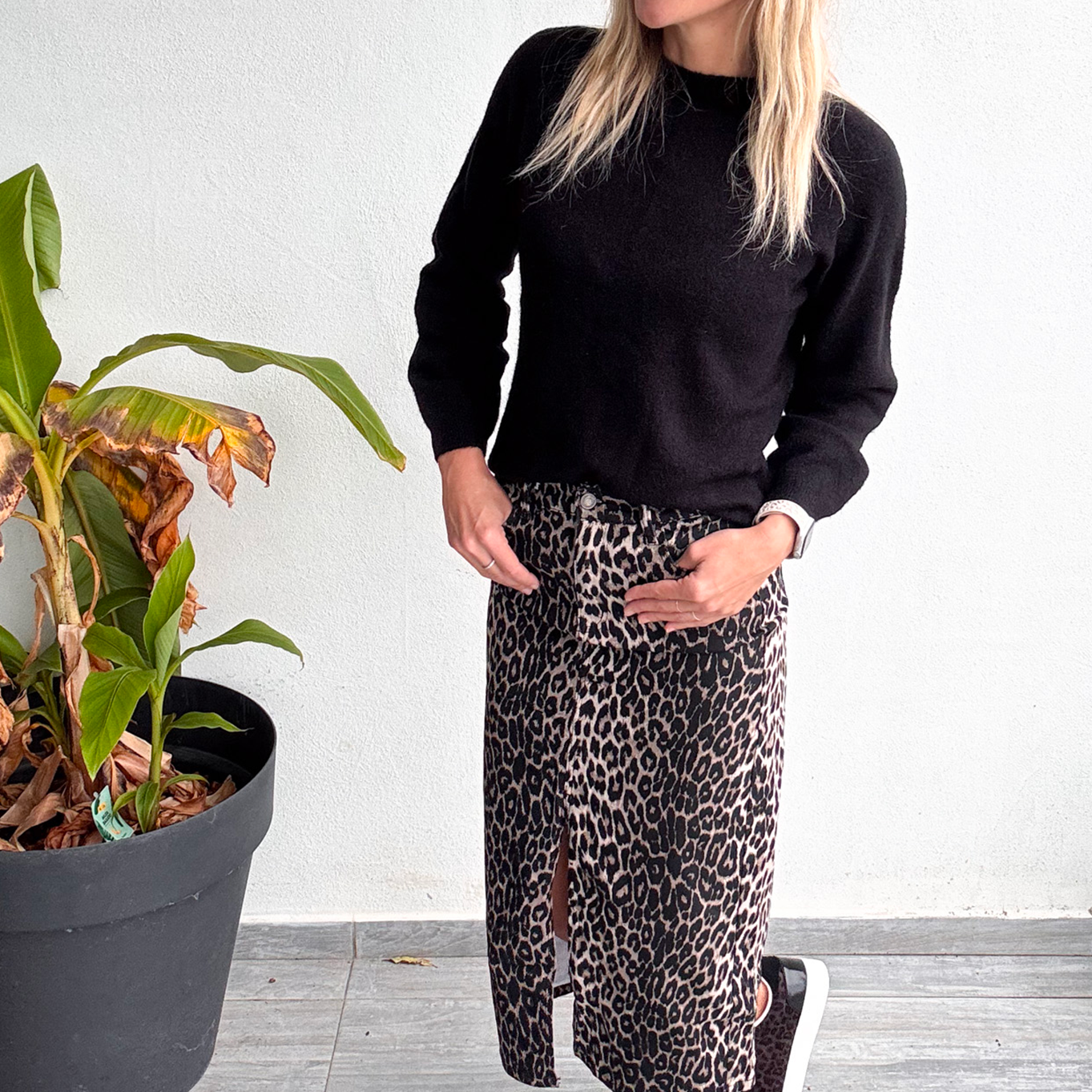 Jupe longue fendu léopard