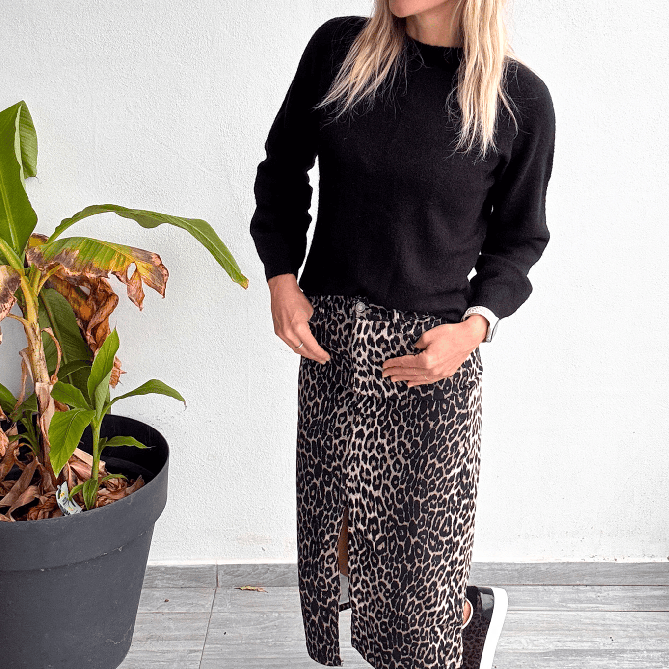 Jupe longue fendu léopard