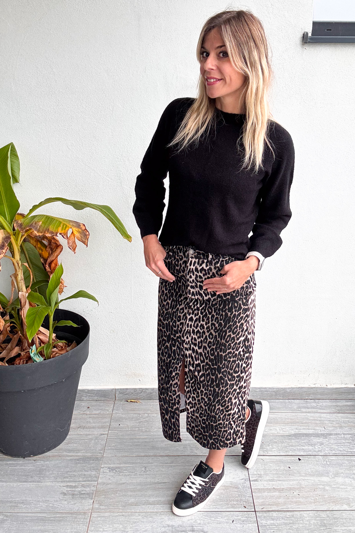 Jupe longue fendu léopard