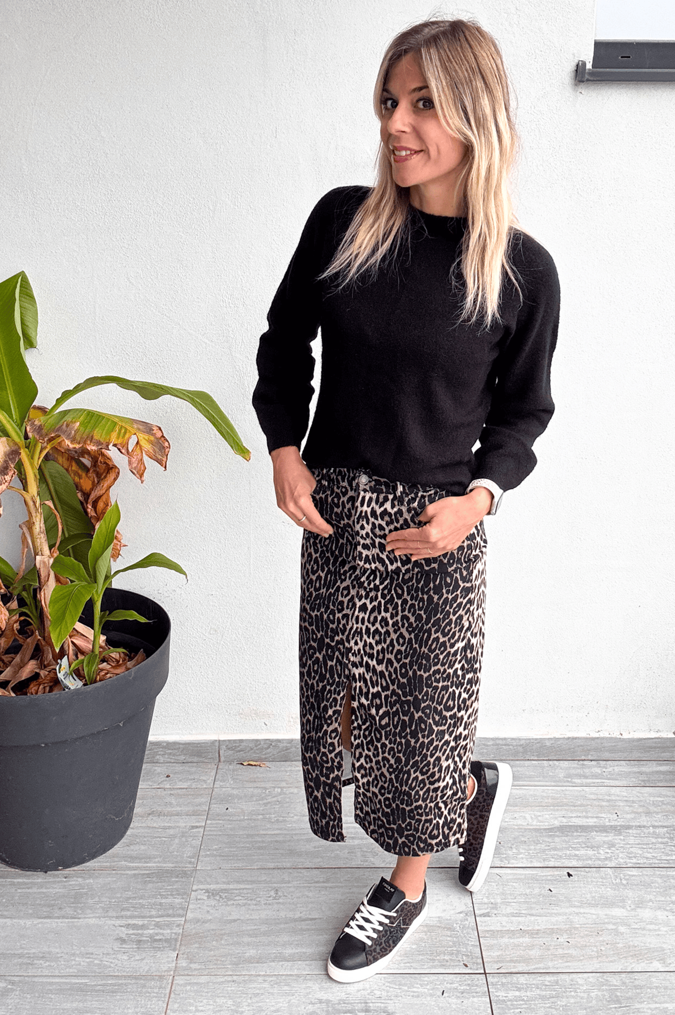 Jupe longue fendu léopard