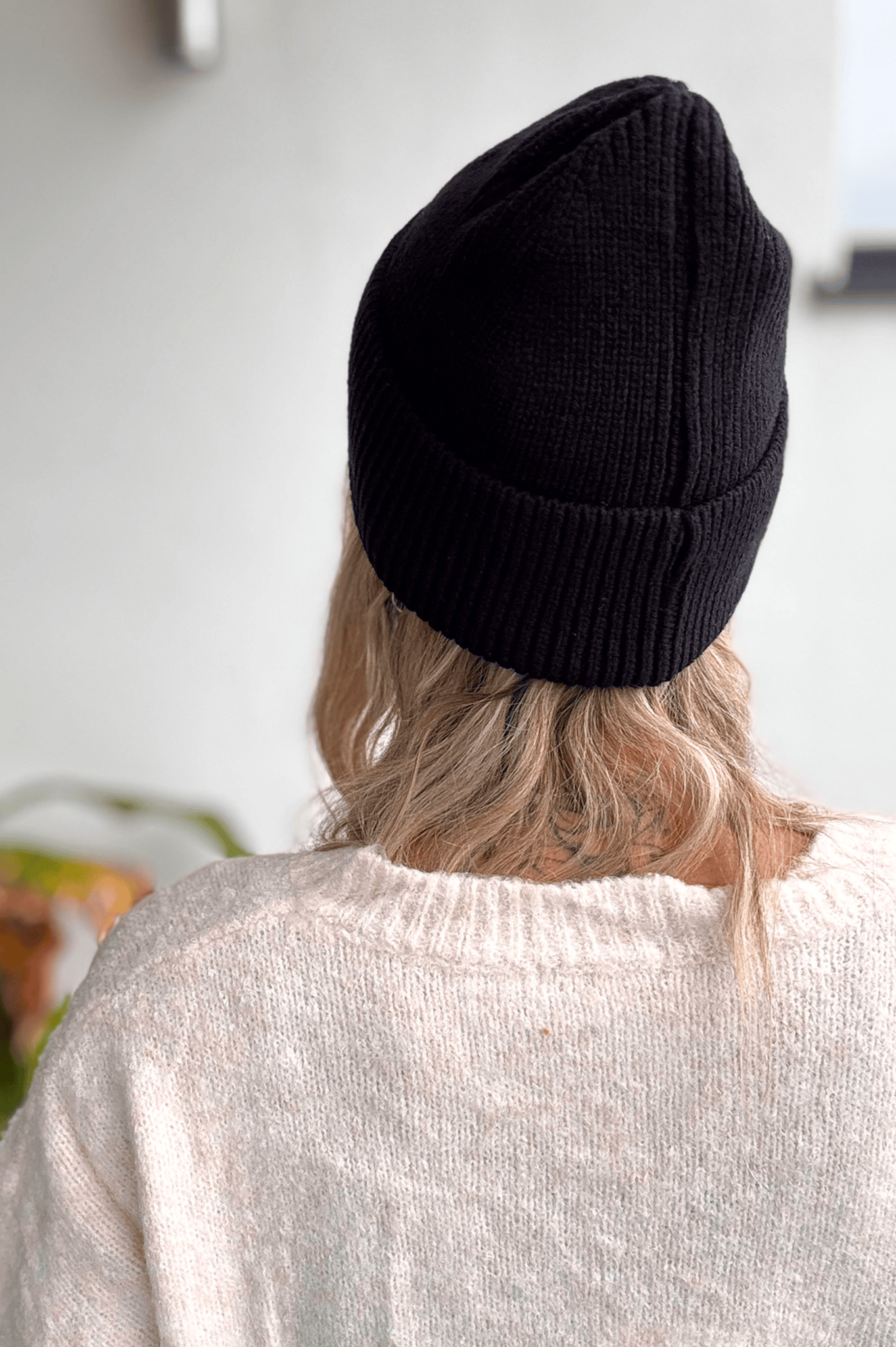 Bonnet en maille avec coeur léopard brodé