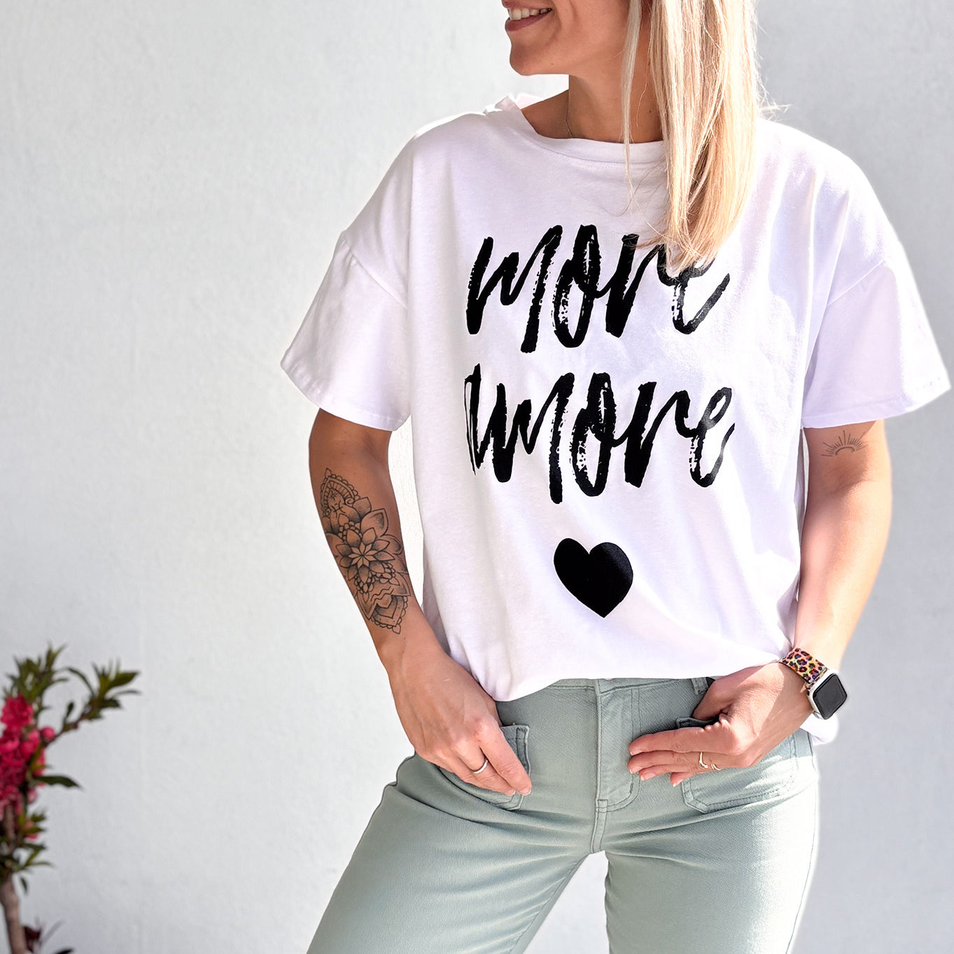 T-shirt blanc MORE AMORE la boutique de lydie