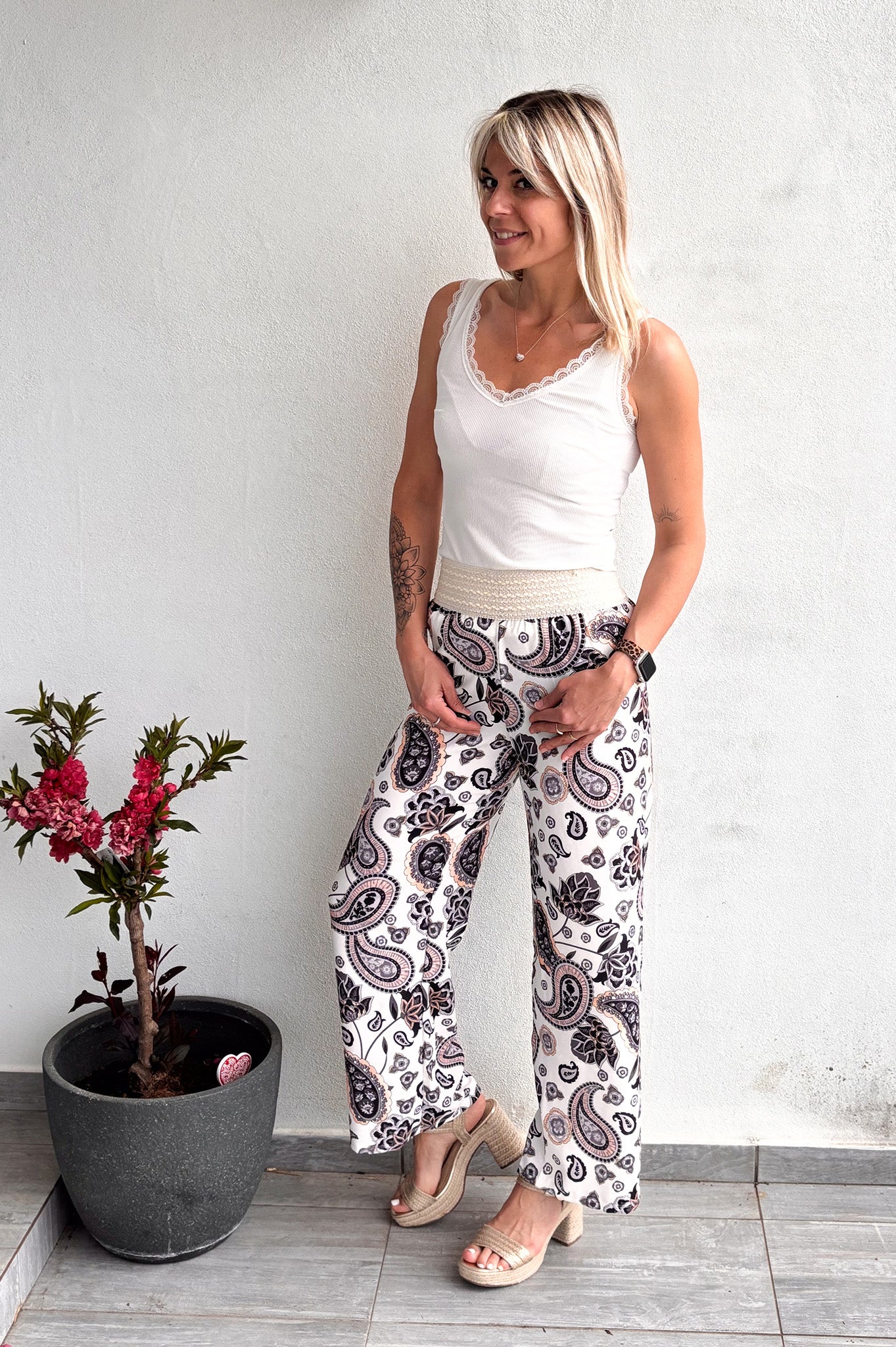 Pantalon fluide noir et blanc la boutique de lydie