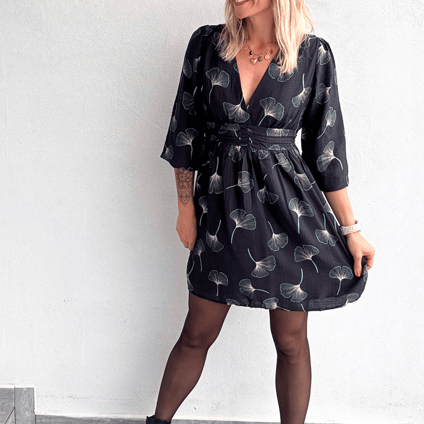 Robe manches longues gris foncé