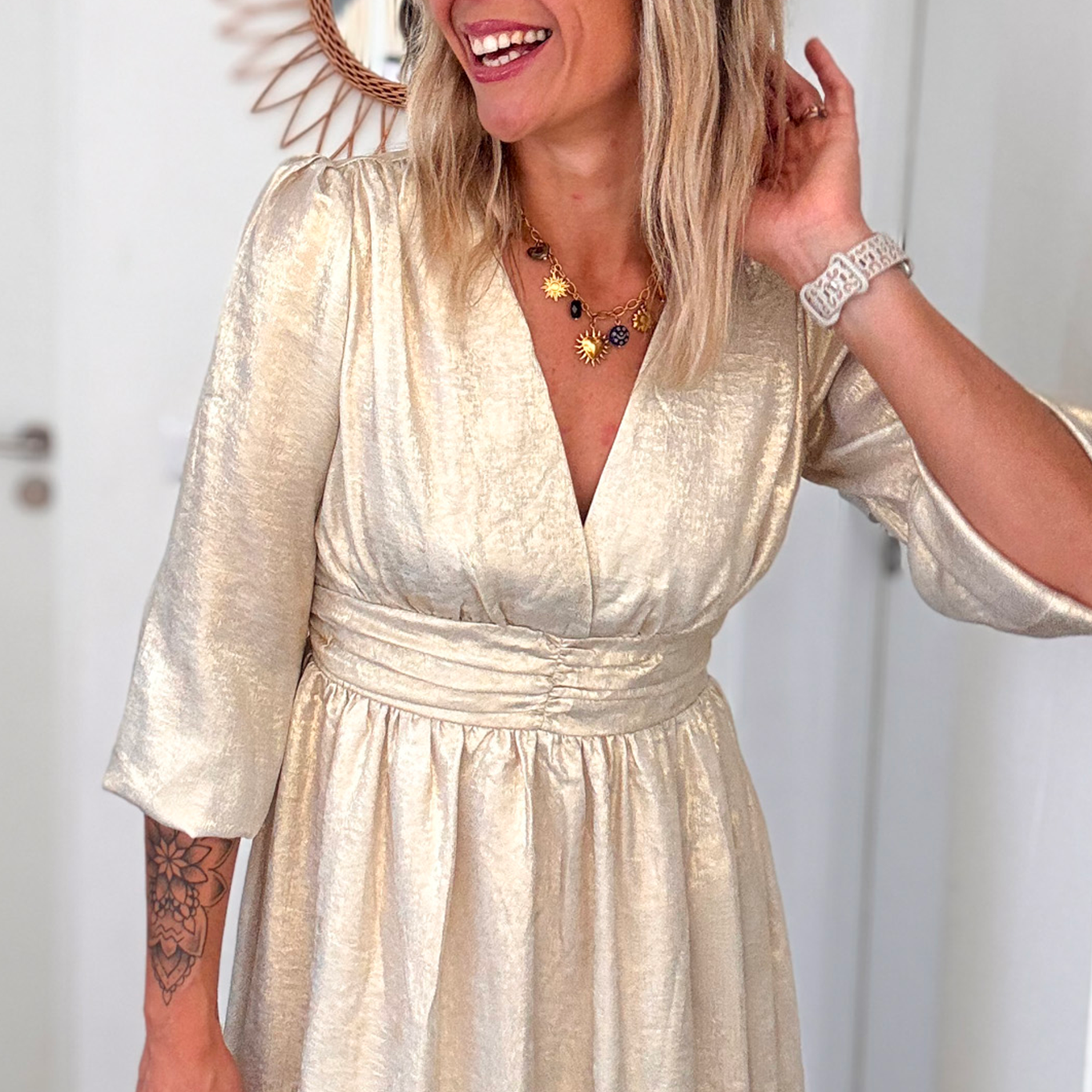 Robe manches longues dorée la boutique de lydie