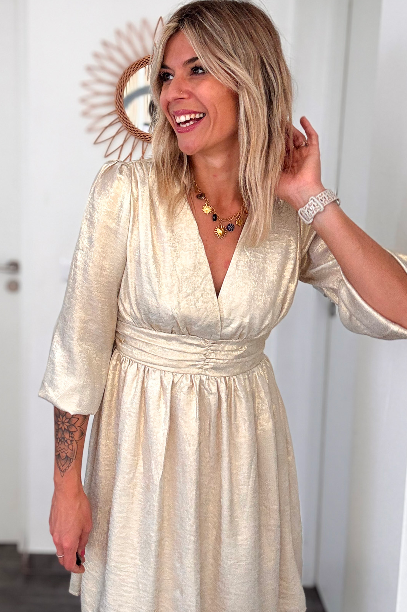 Robe manches longues dorée la boutique de lydie