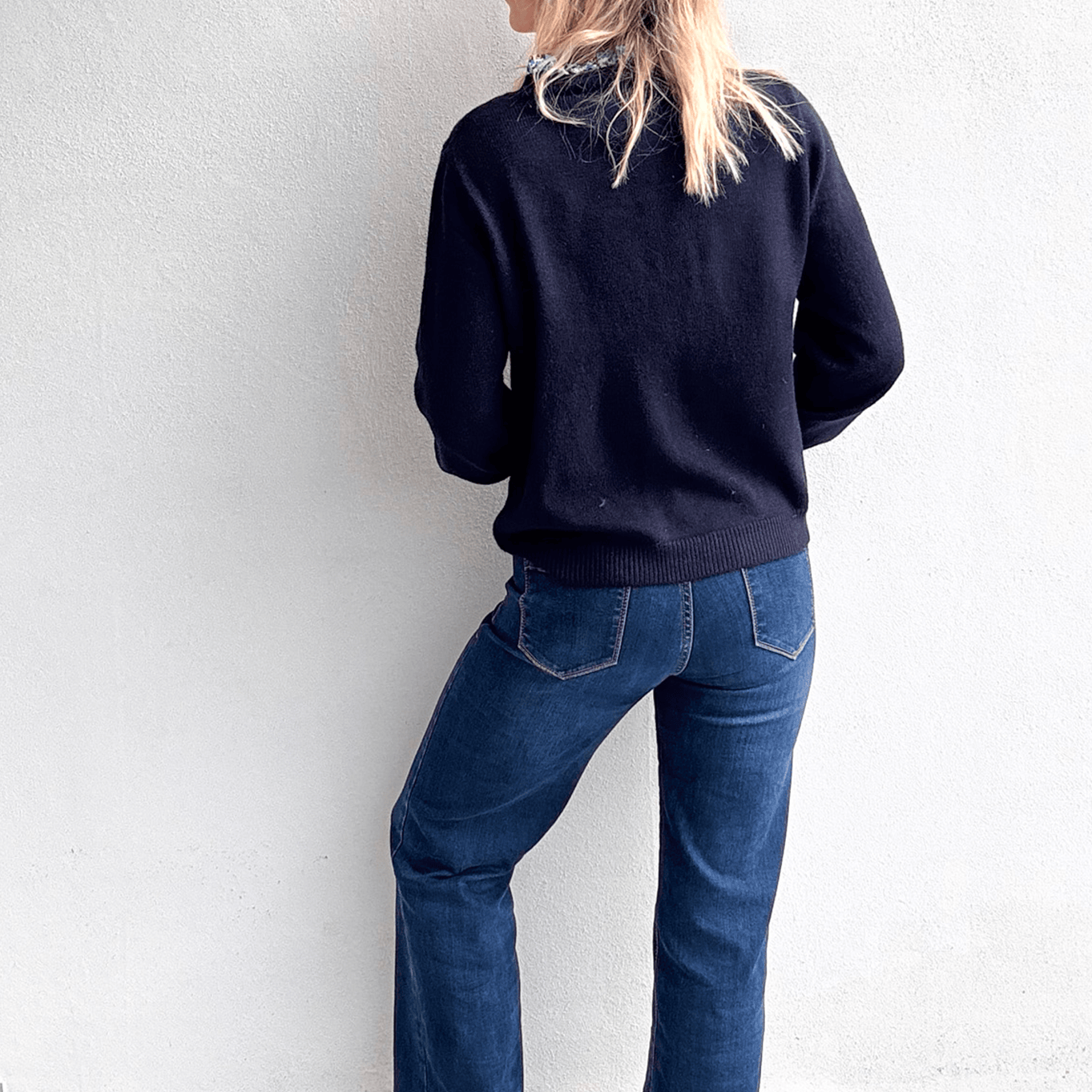 Gilet marine fleuri femme