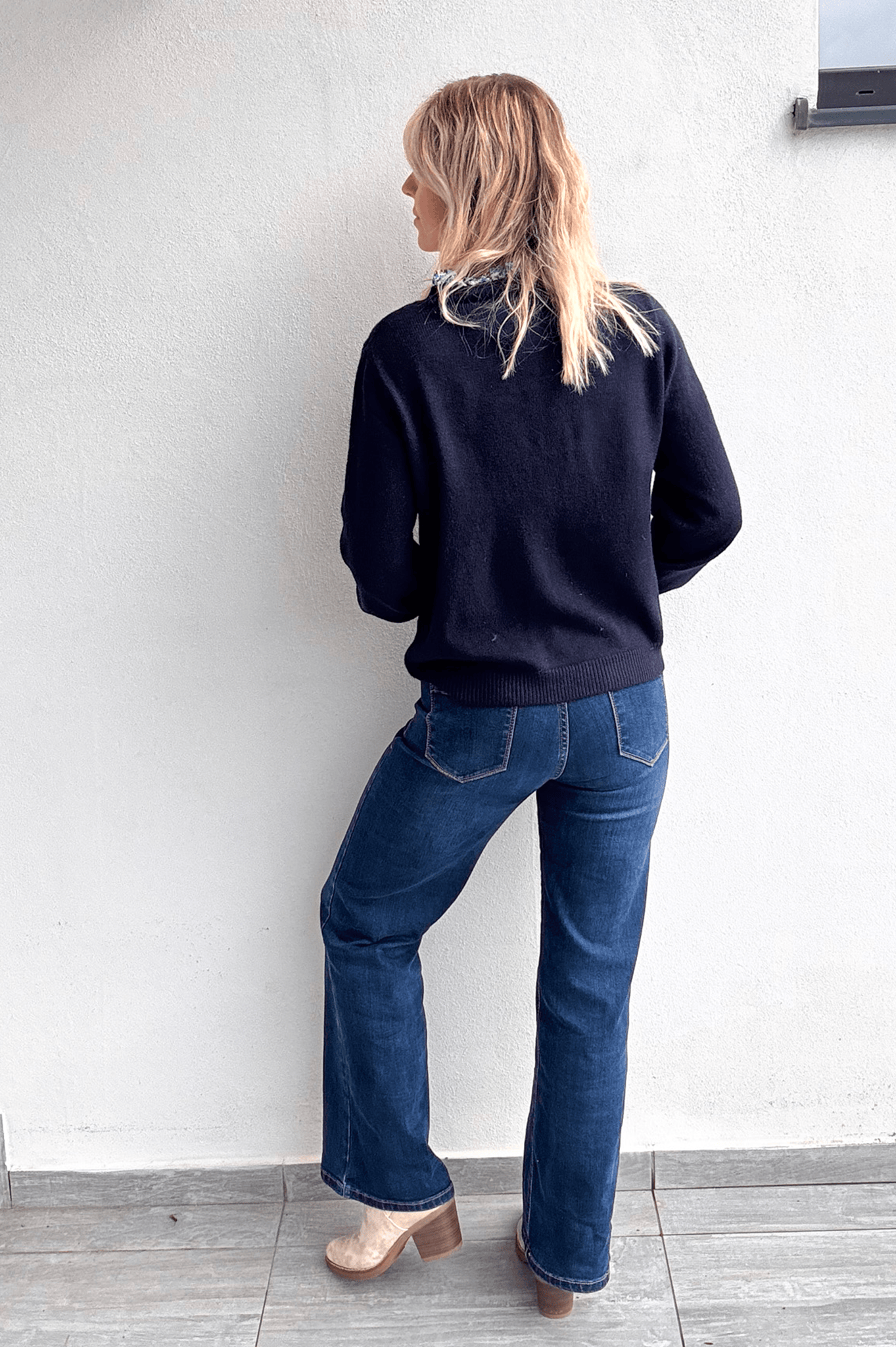 Gilet marine fleuri femme