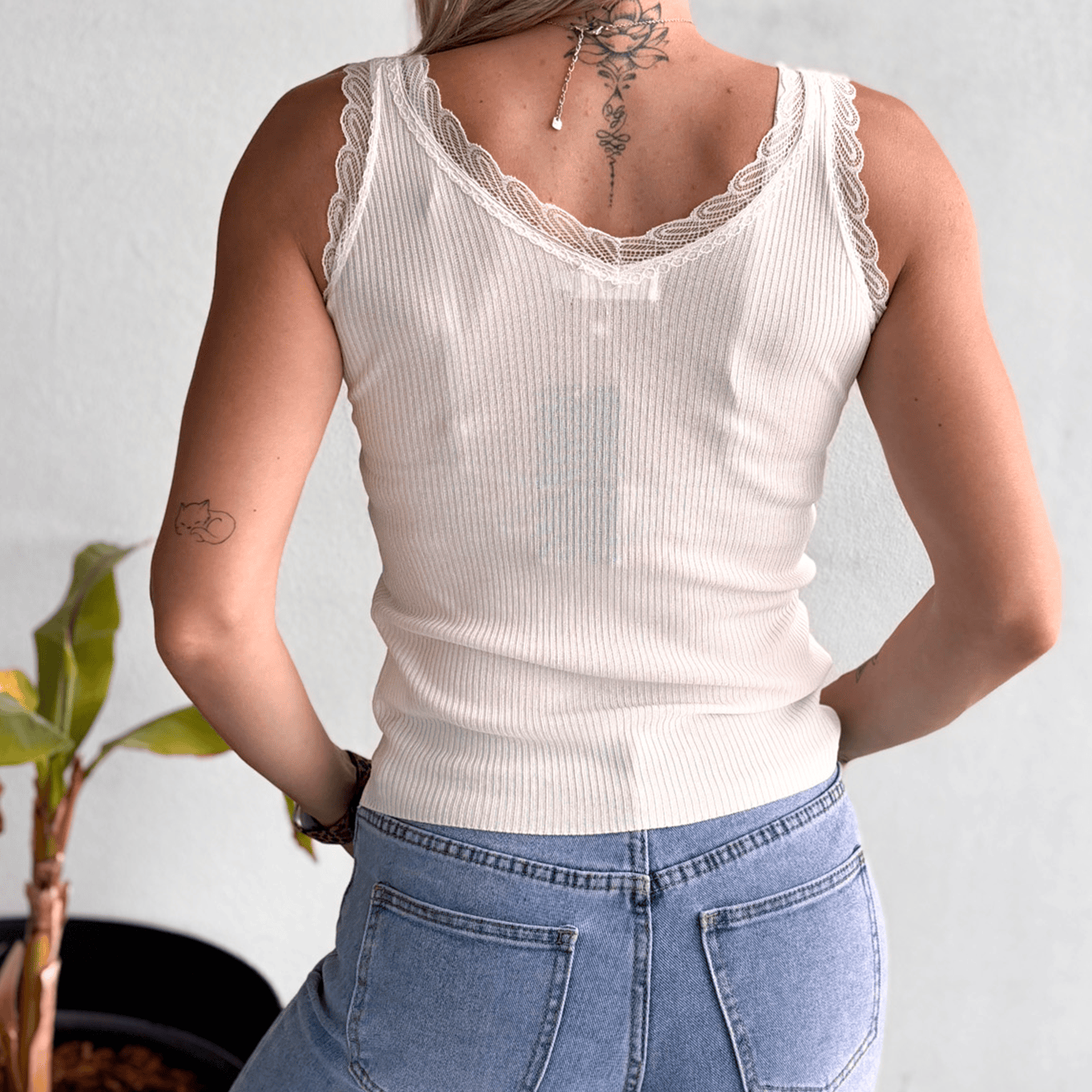 Débardeur côtelée blanc