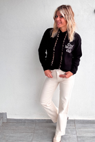 Sweat à Capuche Noir "Cool Mom Club" - Cordon Léopard