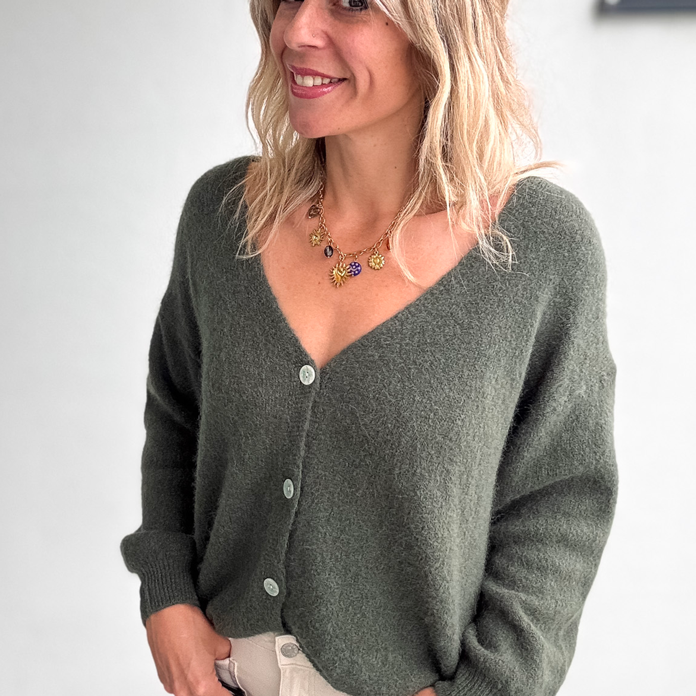 Le Gilet "Cocon" Baby Alpaga - Kaki la boutique de lydie