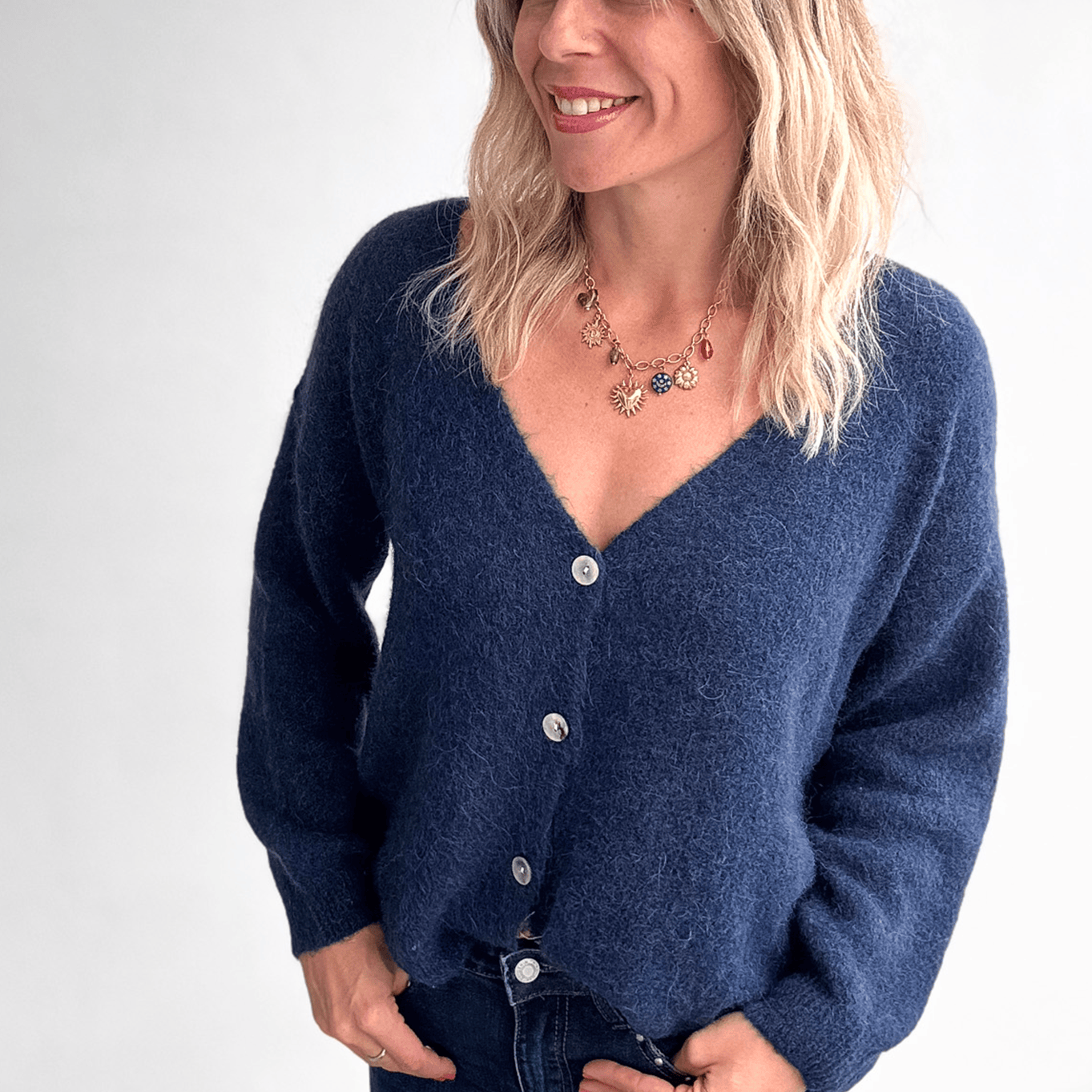 Le Gilet "Cocon" Baby Alpaga - Bleu Marine la boutique de lydie