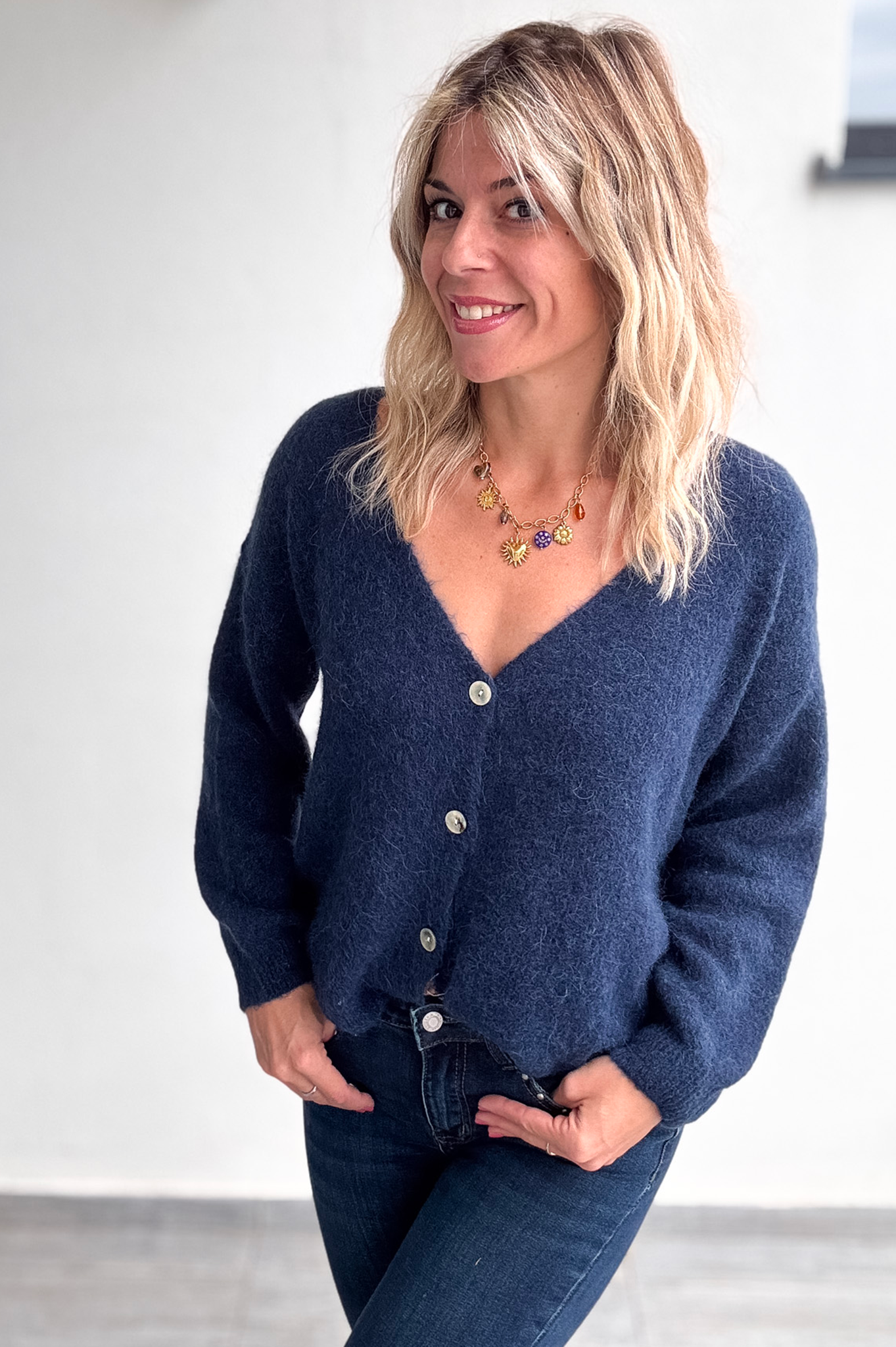Le Gilet "Cocon" Baby Alpaga - Bleu Marine la boutique de lydie