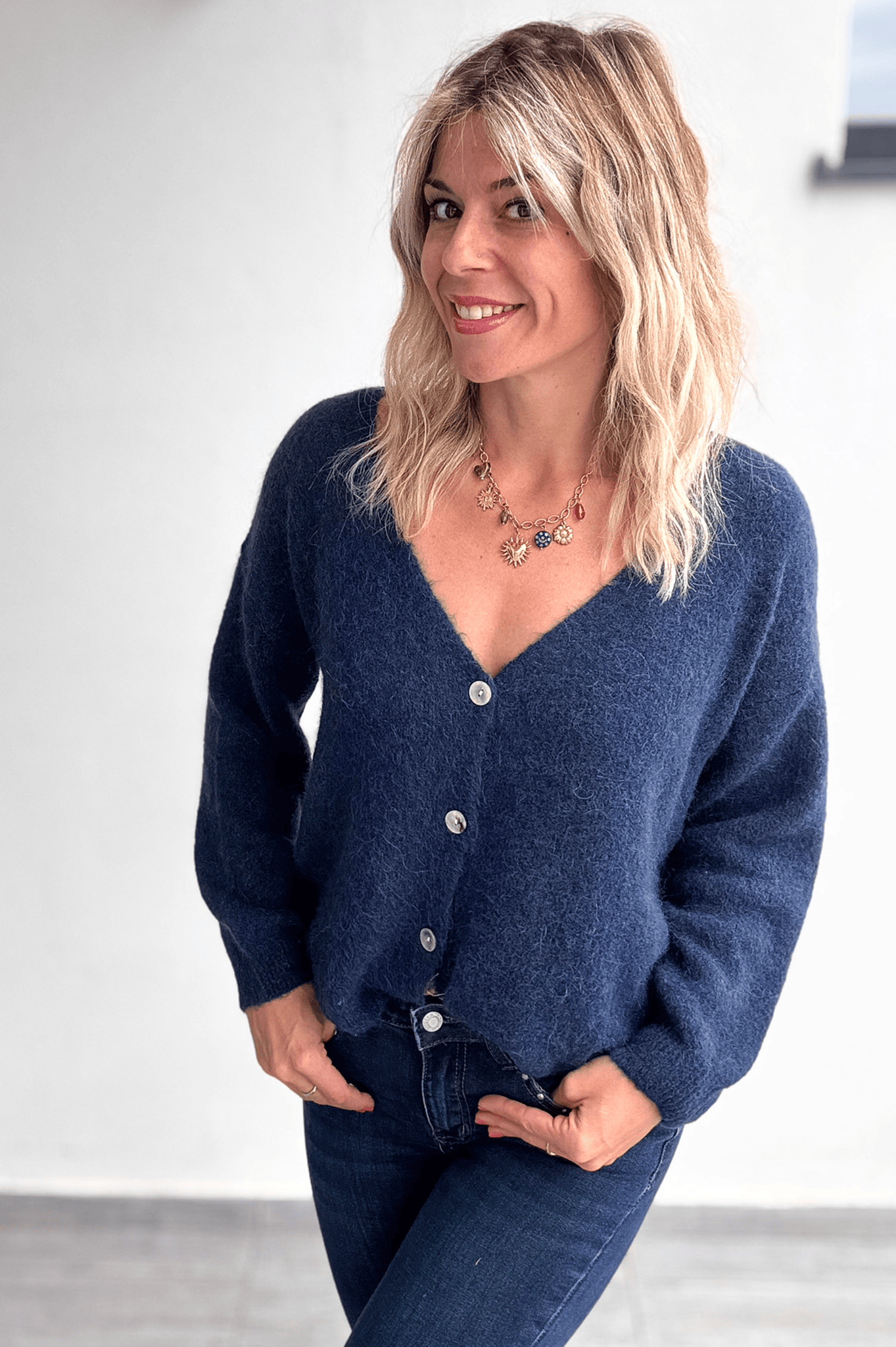 Le Gilet "Cocon" Baby Alpaga - Bleu Marine la boutique de lydie