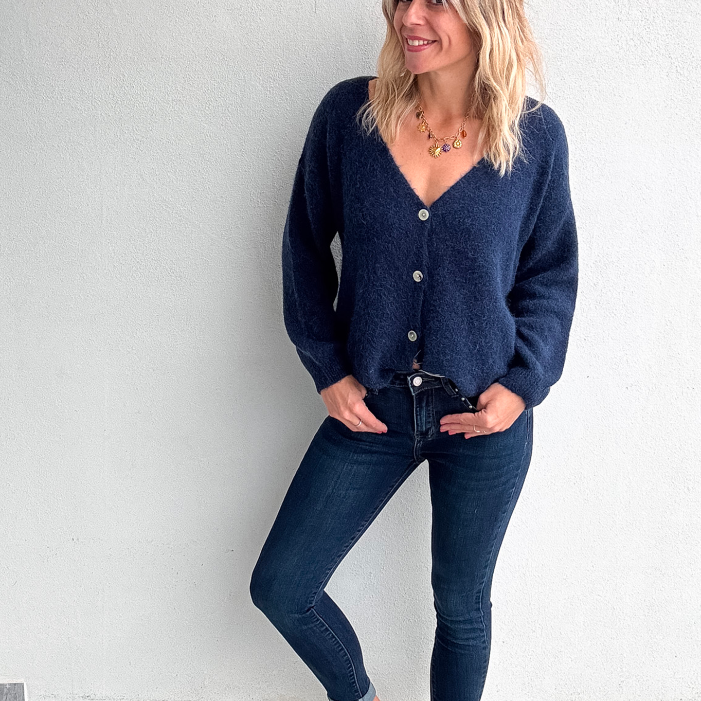 Le Gilet "Cocon" Baby Alpaga - Bleu Marine