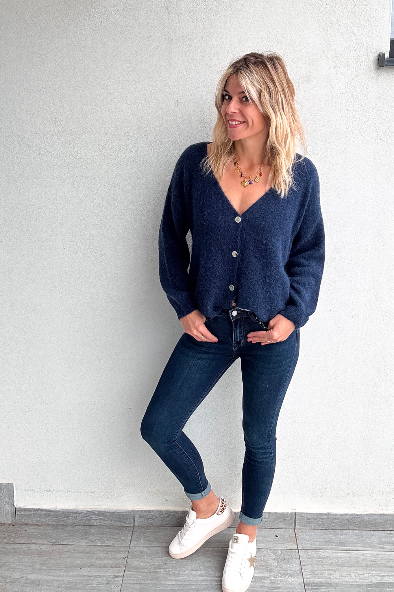 Le Gilet "Cocon" Baby Alpaga - Bleu Marine