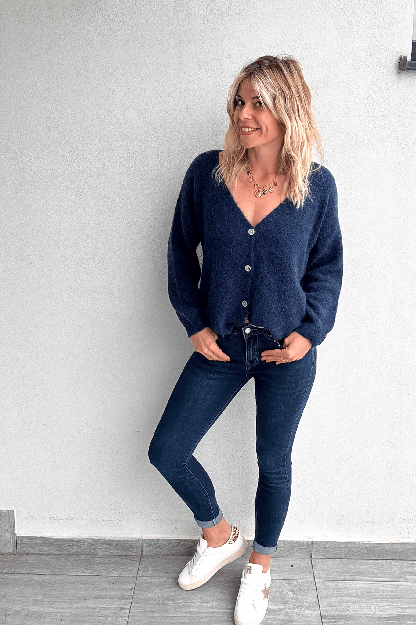 Le Gilet "Cocon" Baby Alpaga - Bleu Marine