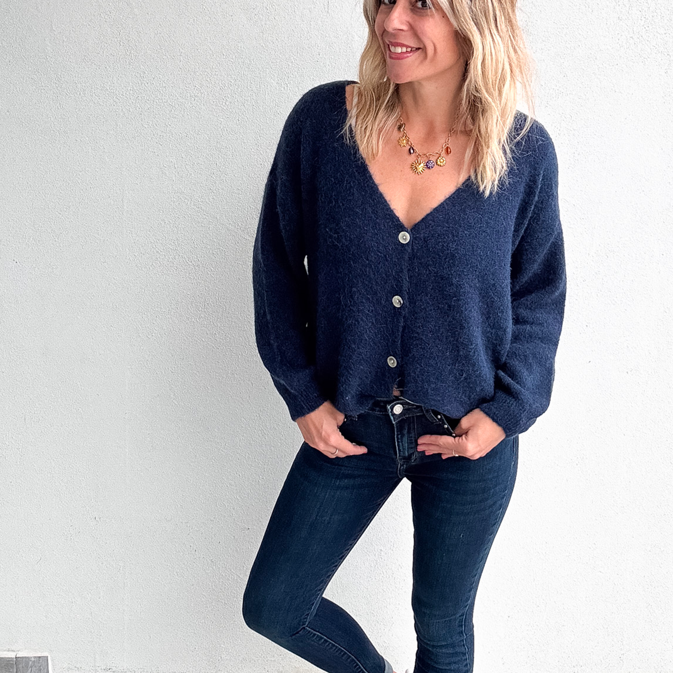 Le Gilet "Cocon" Baby Alpaga - Bleu Marine