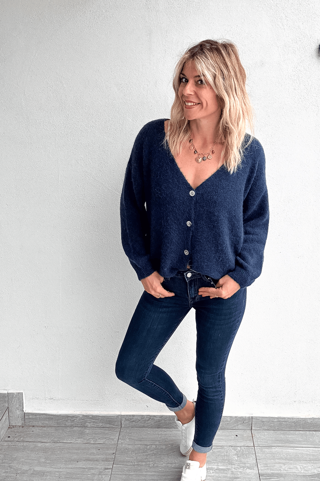 Le Gilet "Cocon" Baby Alpaga - Bleu Marine