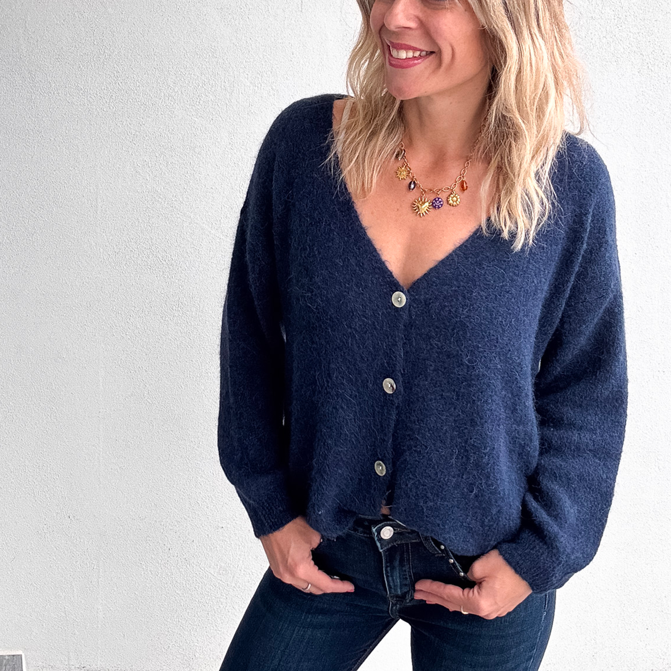 Le Gilet "Cocon" Baby Alpaga - Bleu Marine