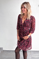 Robe Courte Cache-Cœur Imprimée - Léopard Rose & Noir