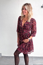Robe Courte Cache-Cœur Imprimée - Léopard Rose & Noir