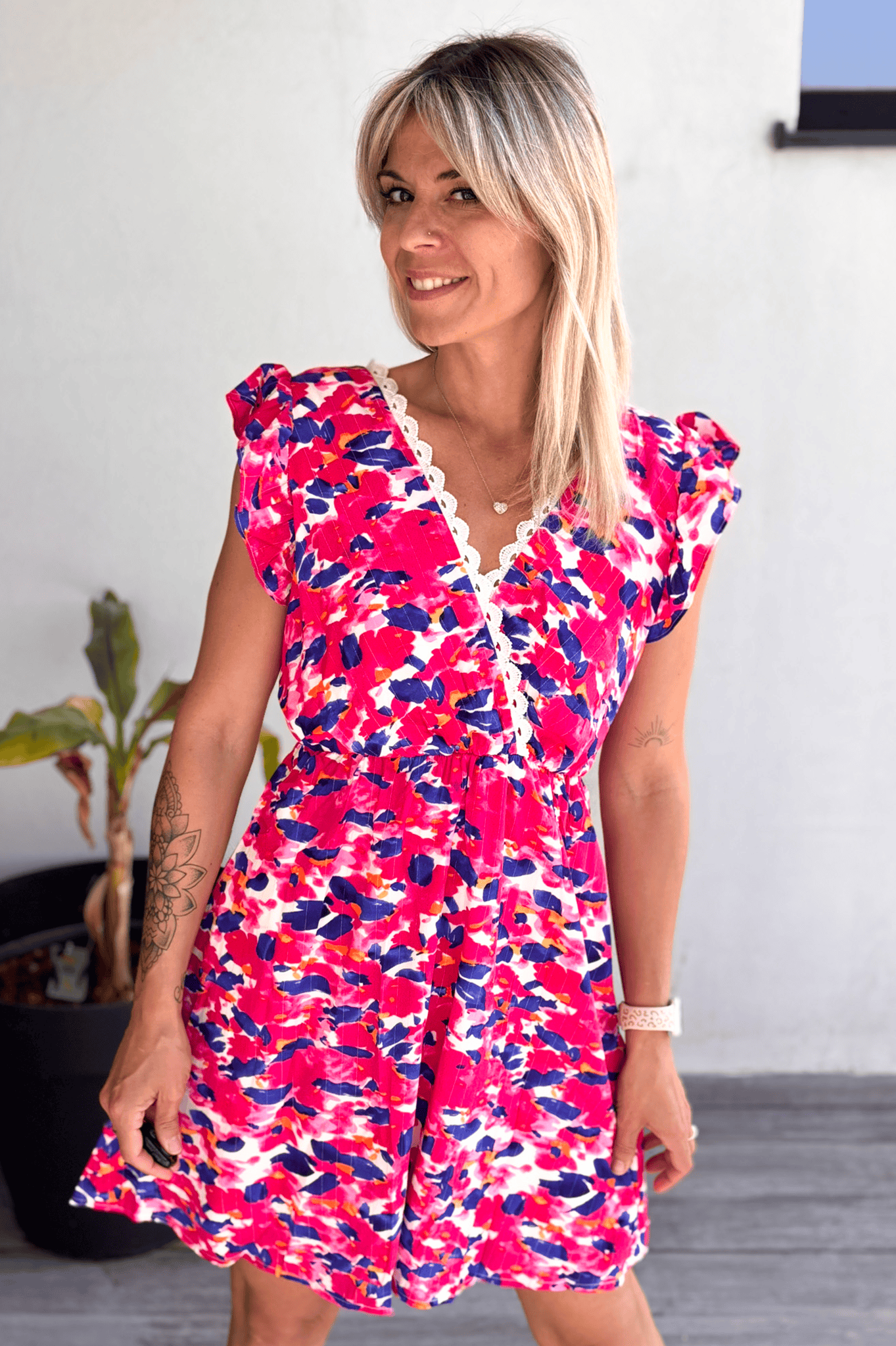 Robe courte fushia