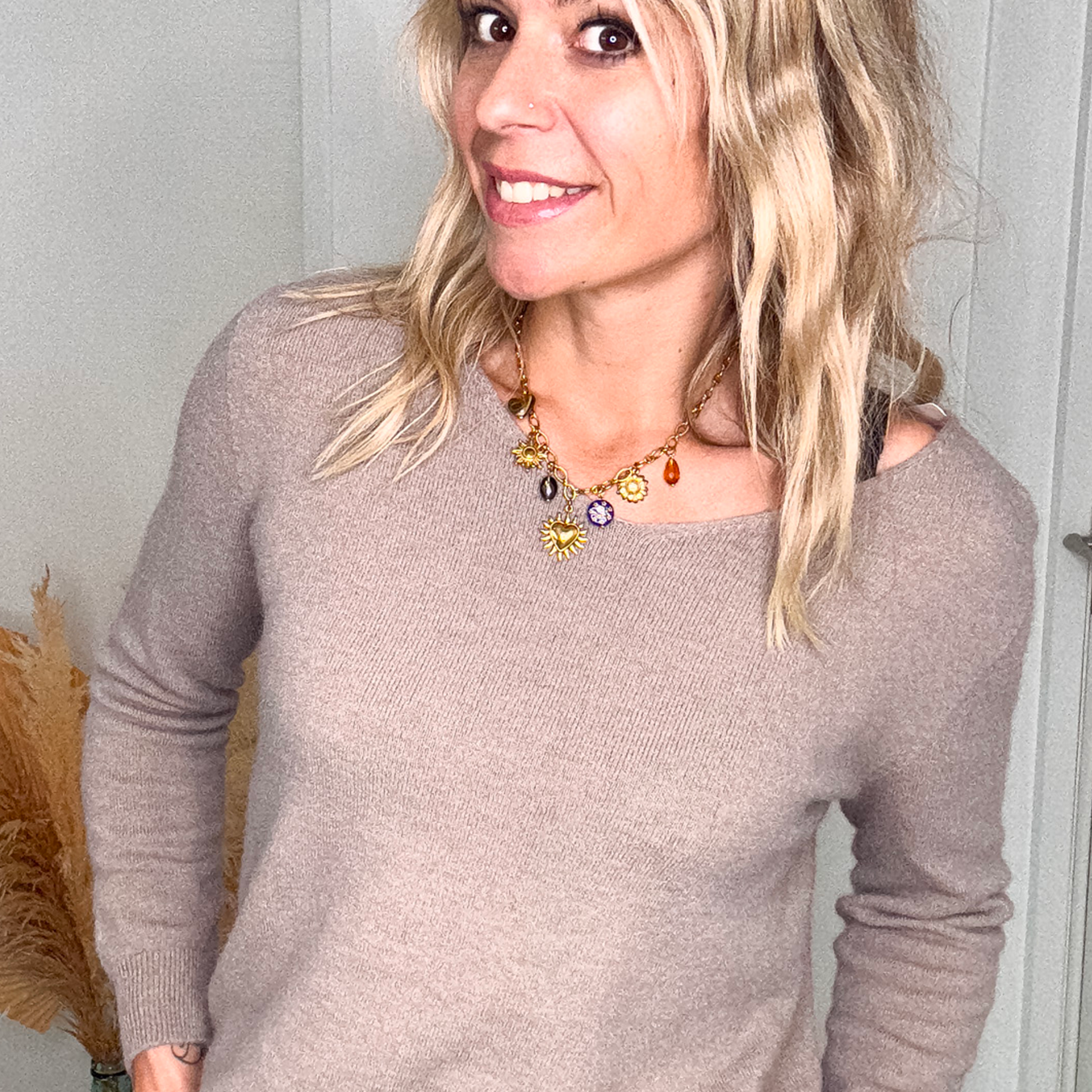 Pull Taupe Maille Douce