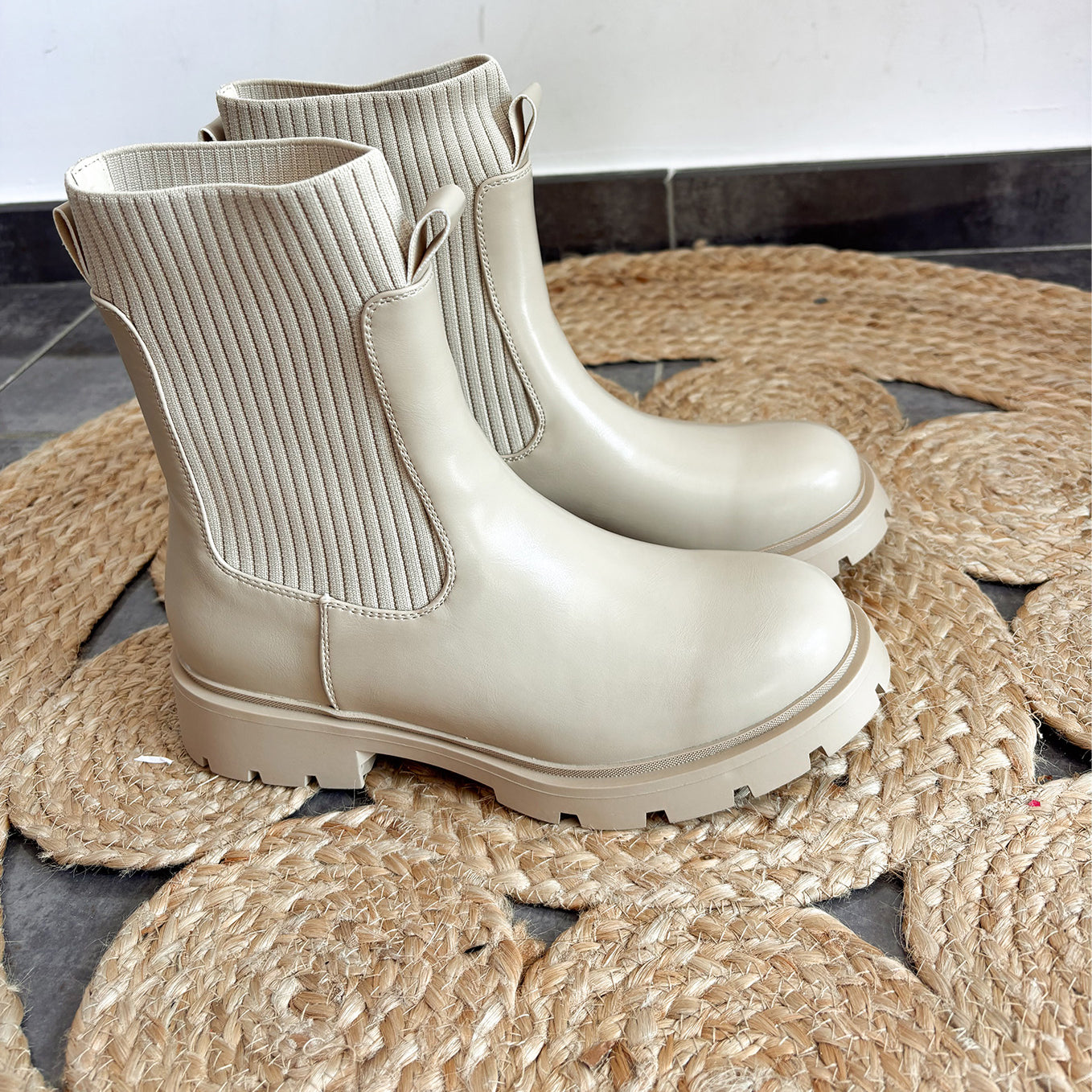 Bottines beige femme