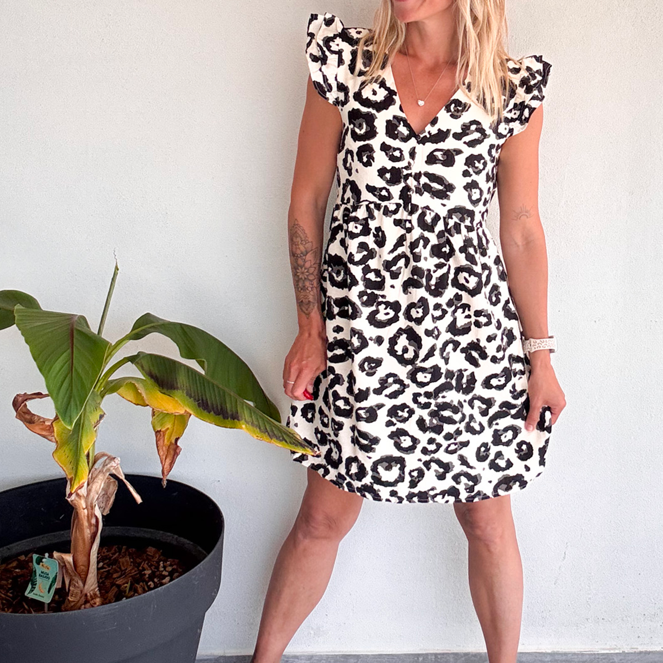 Robe courte écru léopard la boutique de lydie