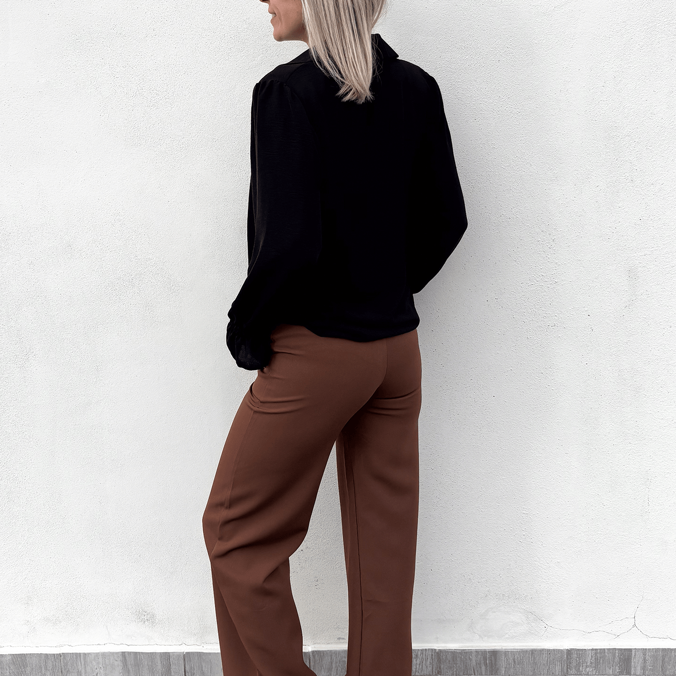 Pantalon fluide Wide leg marron