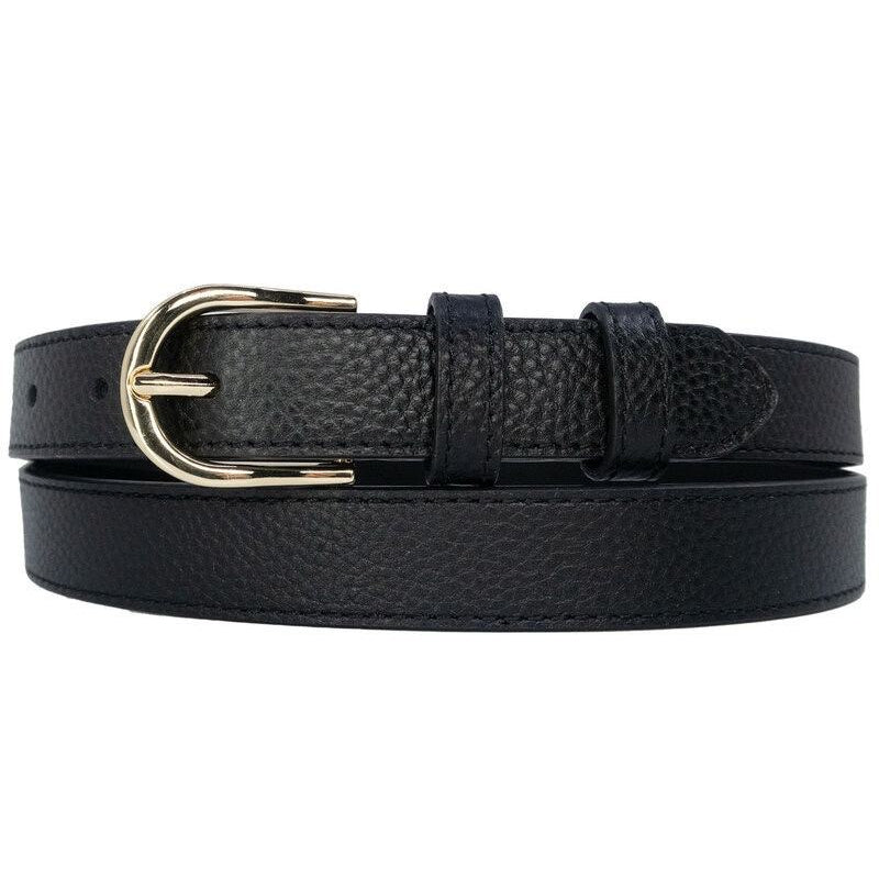 Ceinture noire fine en cuir de vachette