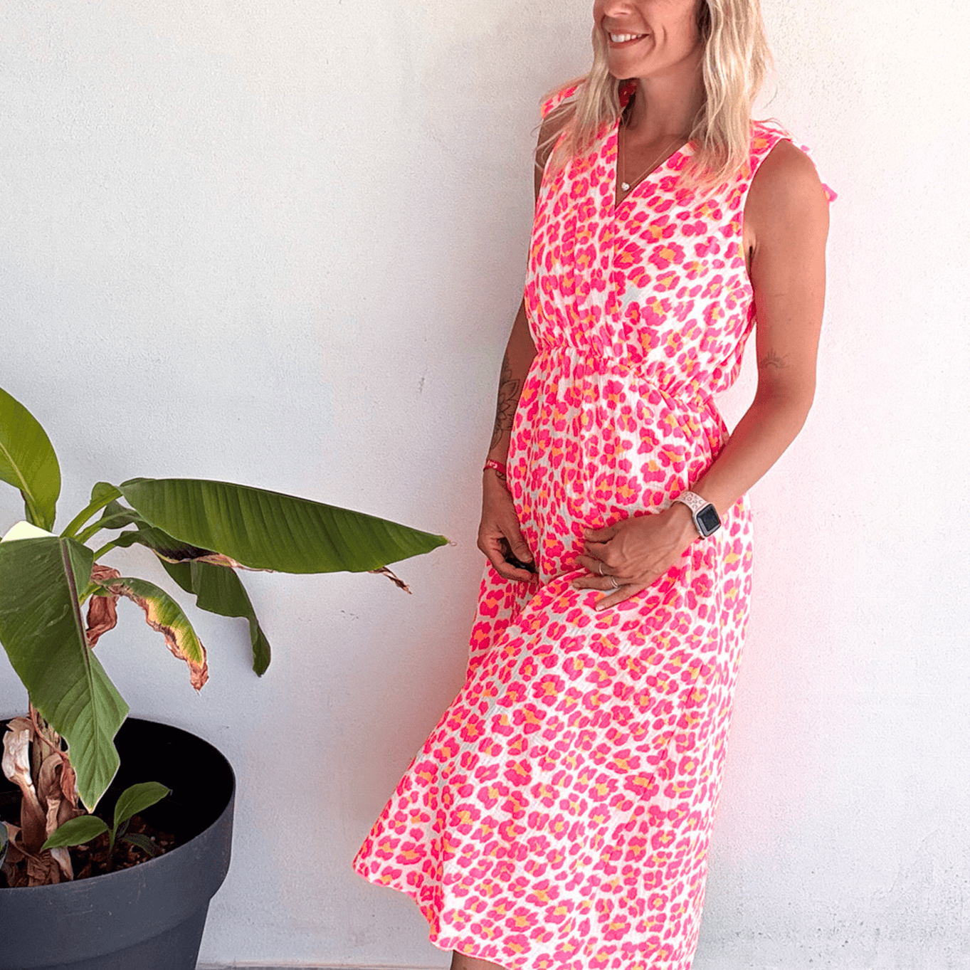 Robe longue motif léopard fushia la boutique de lydie