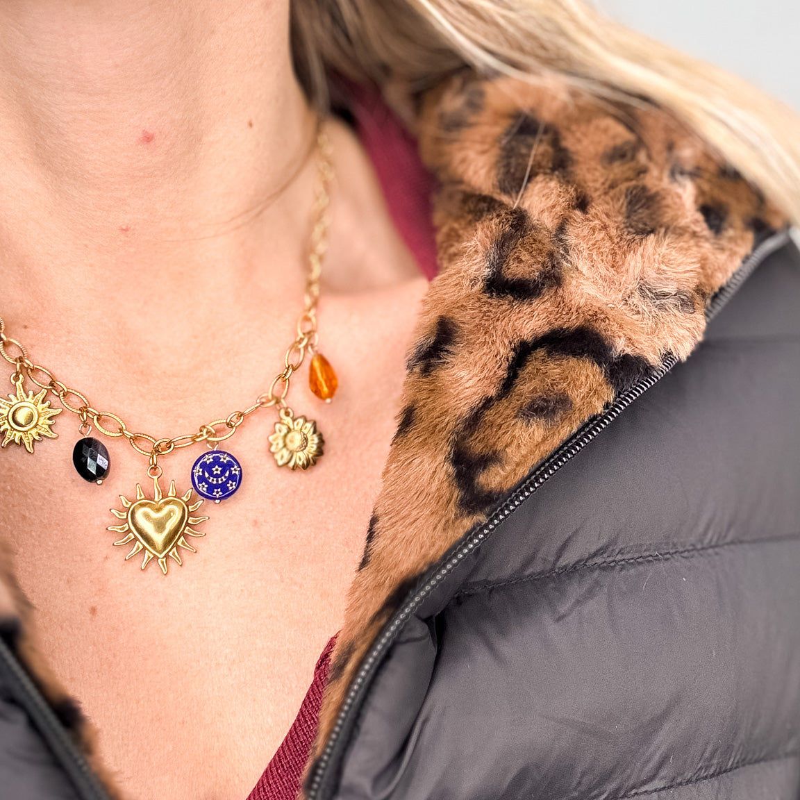 doudoune reversible noire leopard femme