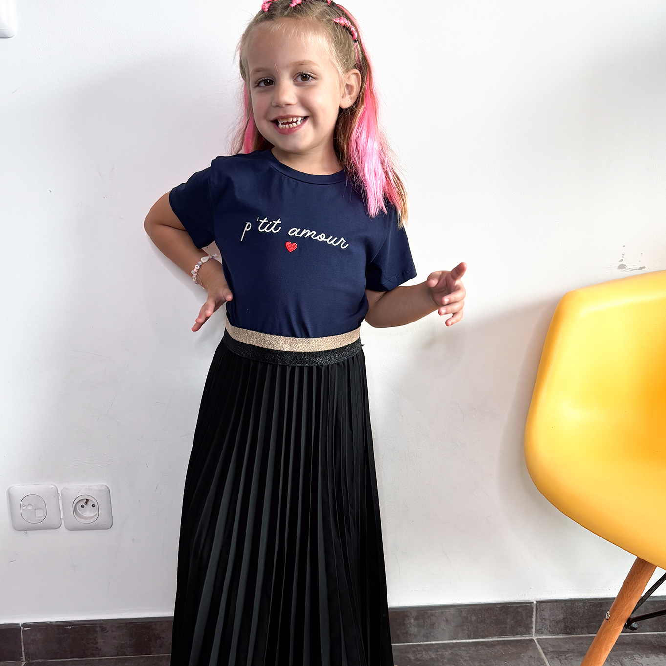 Jupe longue enfant noire plissée la boutique de lydie