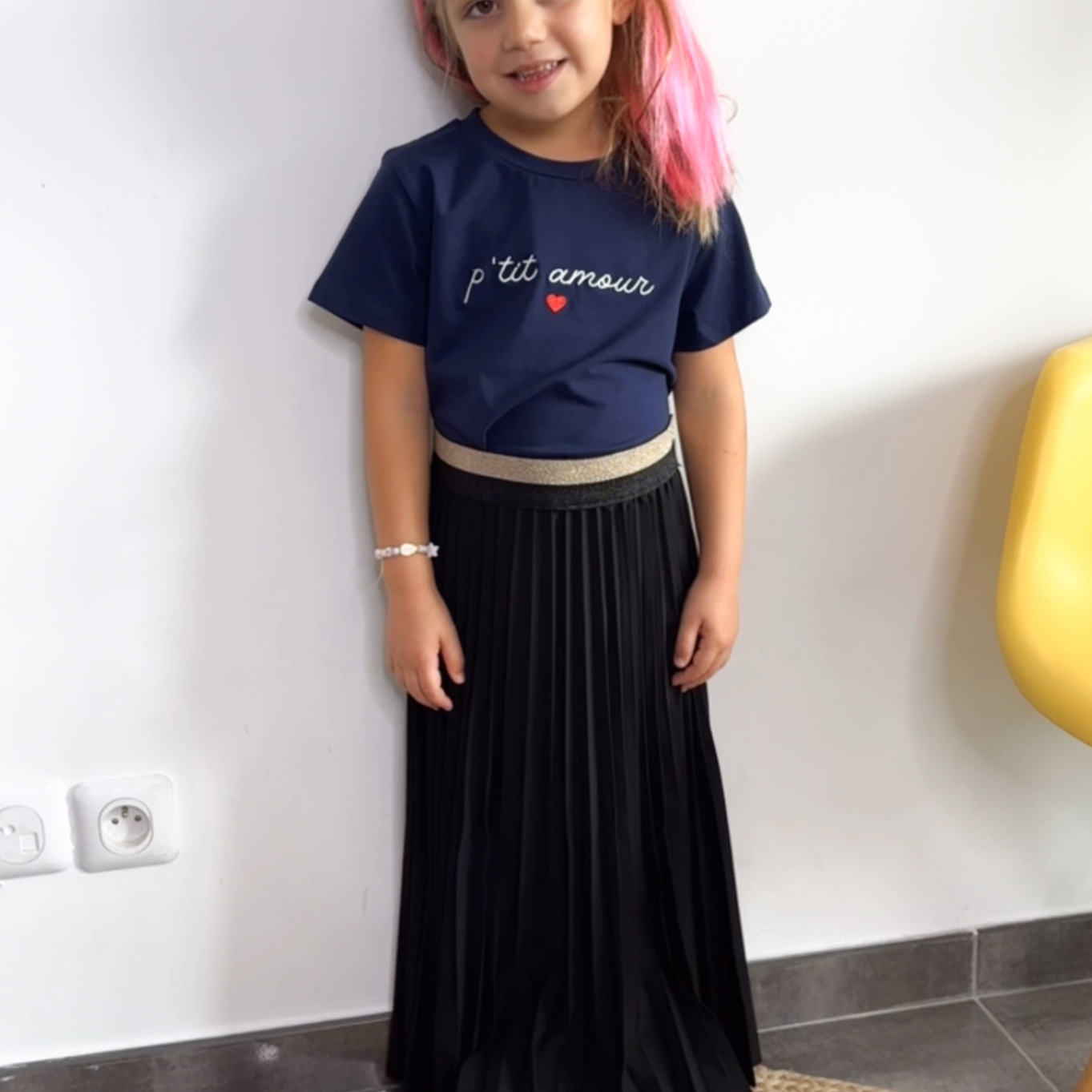 Jupe longue enfant noire plissée la boutique de lydie