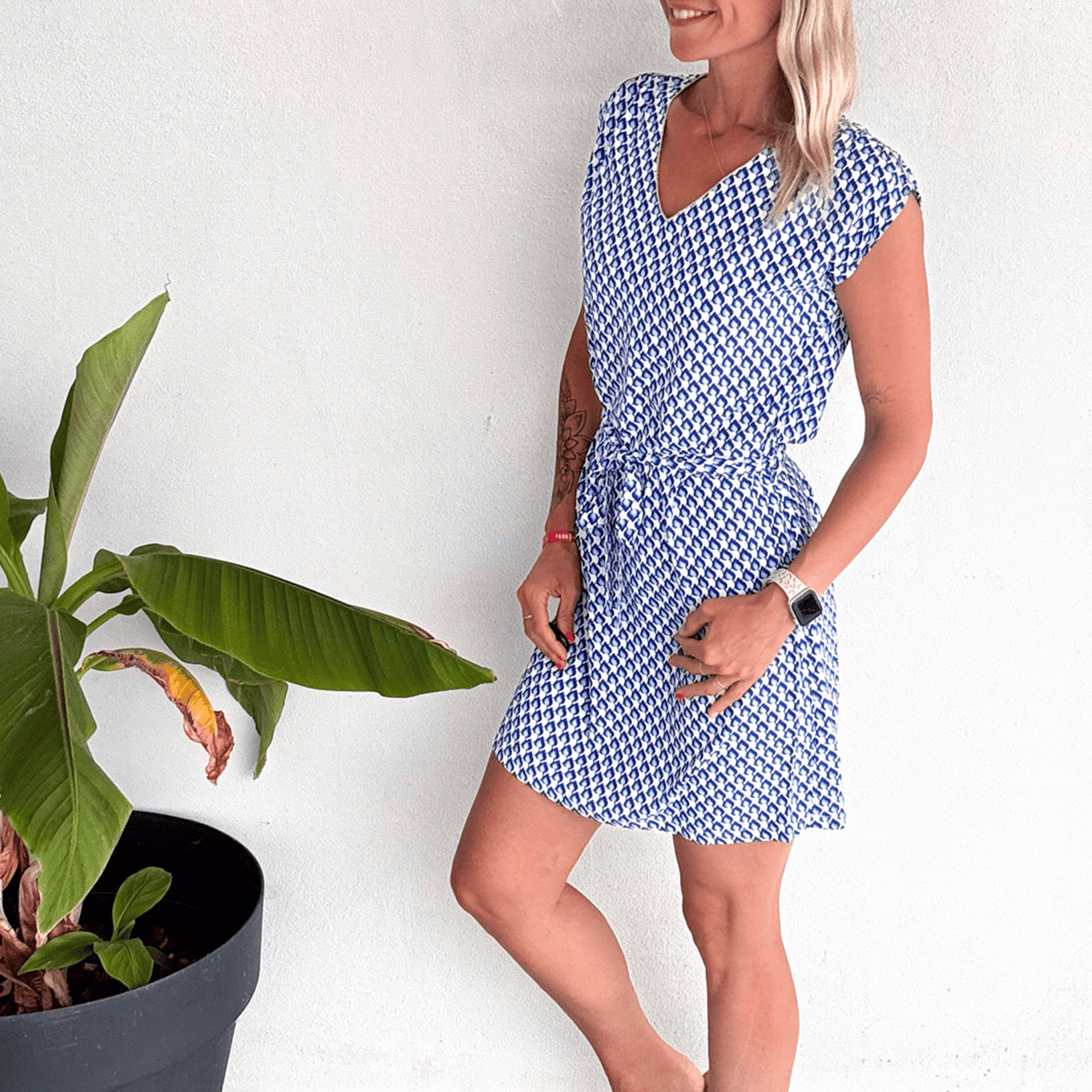 Robe droite fluide bleu la boutique de lydie