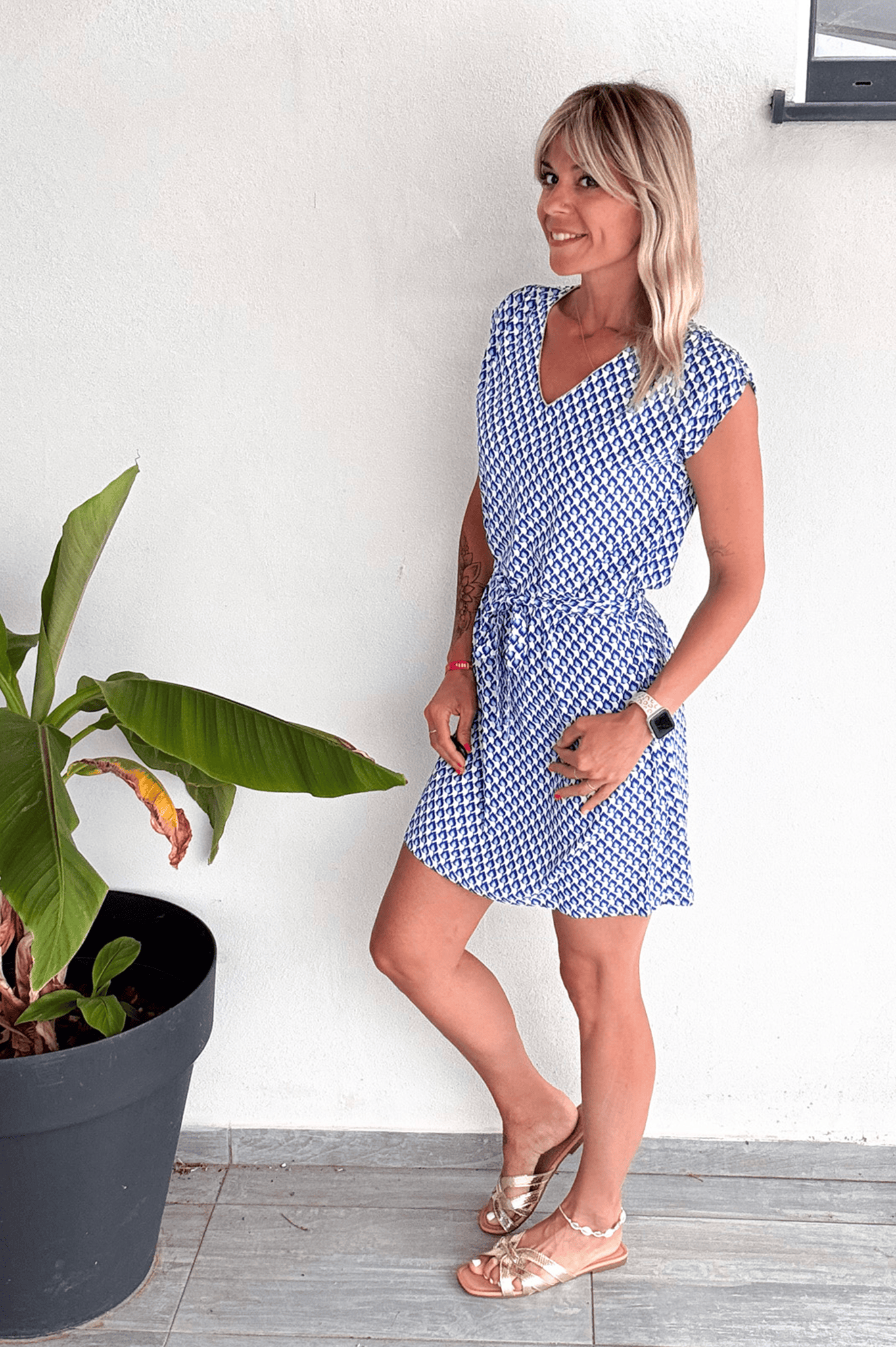 Robe droite fluide bleu la boutique de lydie
